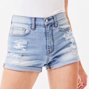 Blue denim ripped jean shorts
